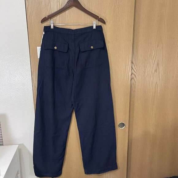 Etica Women’s Size 32 Devon Wide Leg High Rise Pants Split Leg Navy Blue - Picture 8 of 10